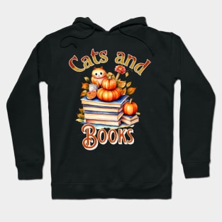 Cats and Books Autumn Fall theme Hoodie